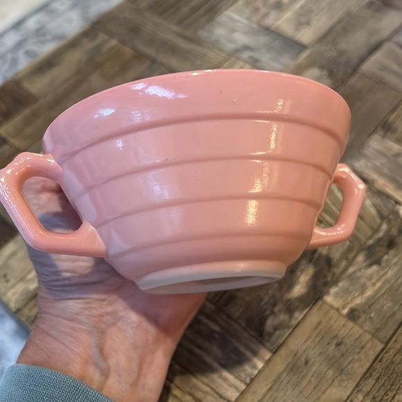 Hazel Atlas Moderntone Platonite Pastel Pink Cream Soup Bowls - Picture 9 of 9